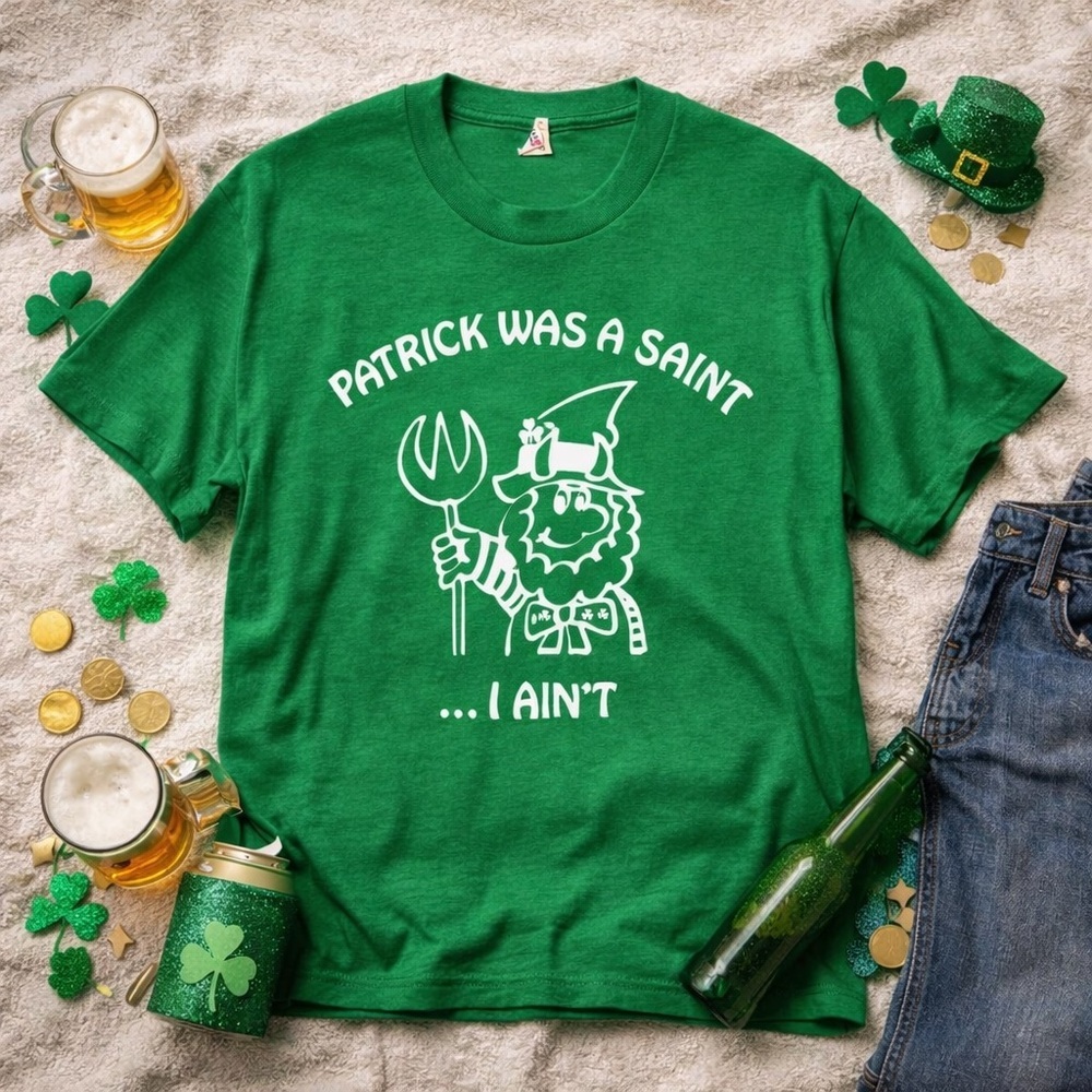 Vintage 80s Screen Stars St Patrick’s Day T Shirt Single Stitch Green L